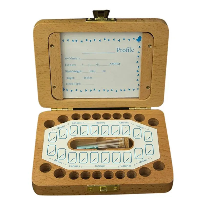 

Tooth House Children Baby Girls Boys Deciduous Teeth Box Wooden Frame Newborn Fetal Hair Storage Commemorative Save Boxes
