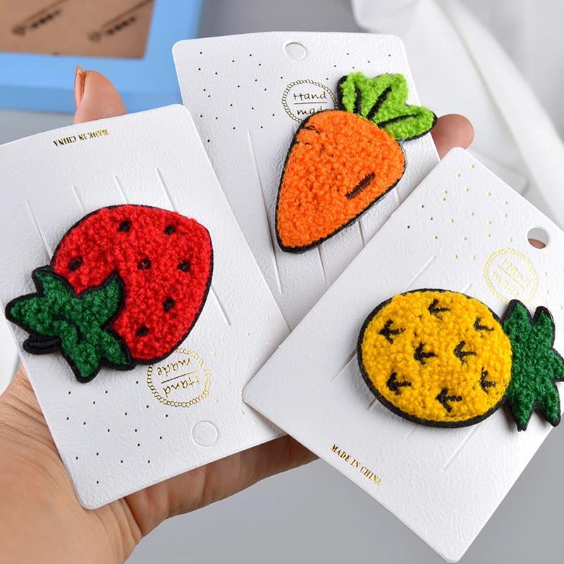 Winter New Girls Cute Cartoon Fruit Flower Hair Clips Children Baby Knitting Plush Soft Hairpins Kids Accessories |