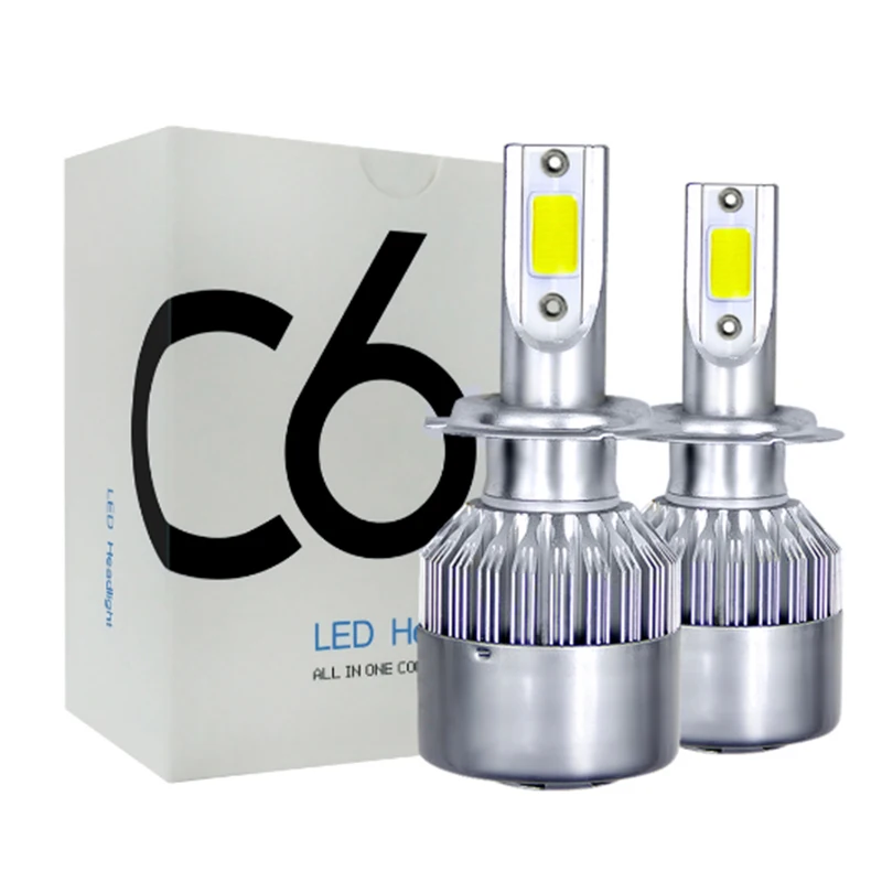 

2 PCS Mini Car Headlight Bulb LED C6 H1 H3 H4 H7 9005 9006 36W 6500K 3800LM Auto Car Light Styling Bright Lamp Bulb White Light