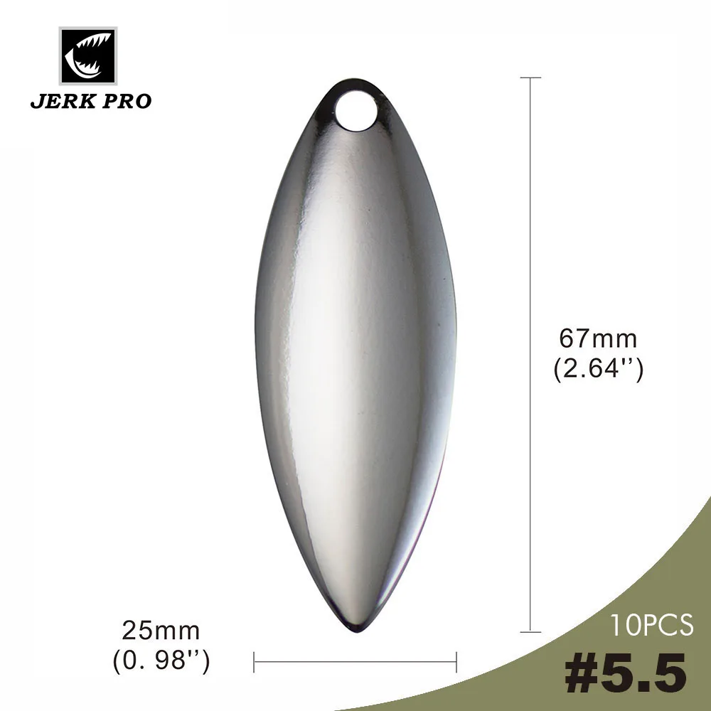 

JERK PRO 10PCS Size 5.5 Smooth Steel Willow leaf Spinner Blades Spinnerbait Parts For Fishing Lures Angler’s Tackle Craft