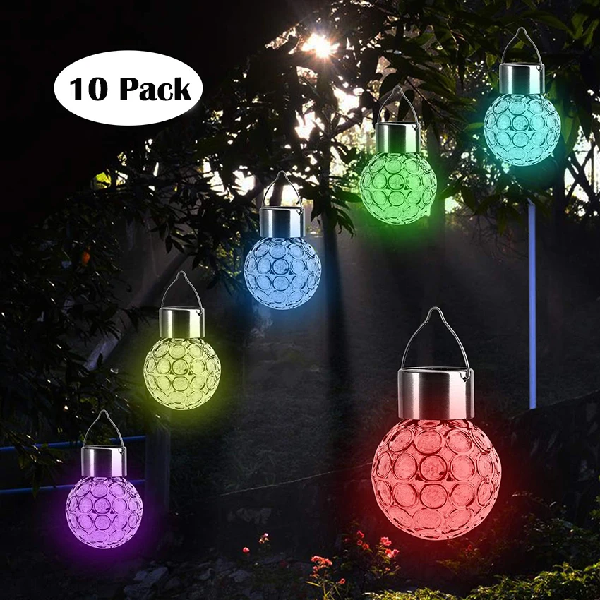 

10Pack Solar Garden Light LED Garland String Hanging Globe Bulb Lantern Light For Outdoor Garden Patio Yard Landscape Decoration