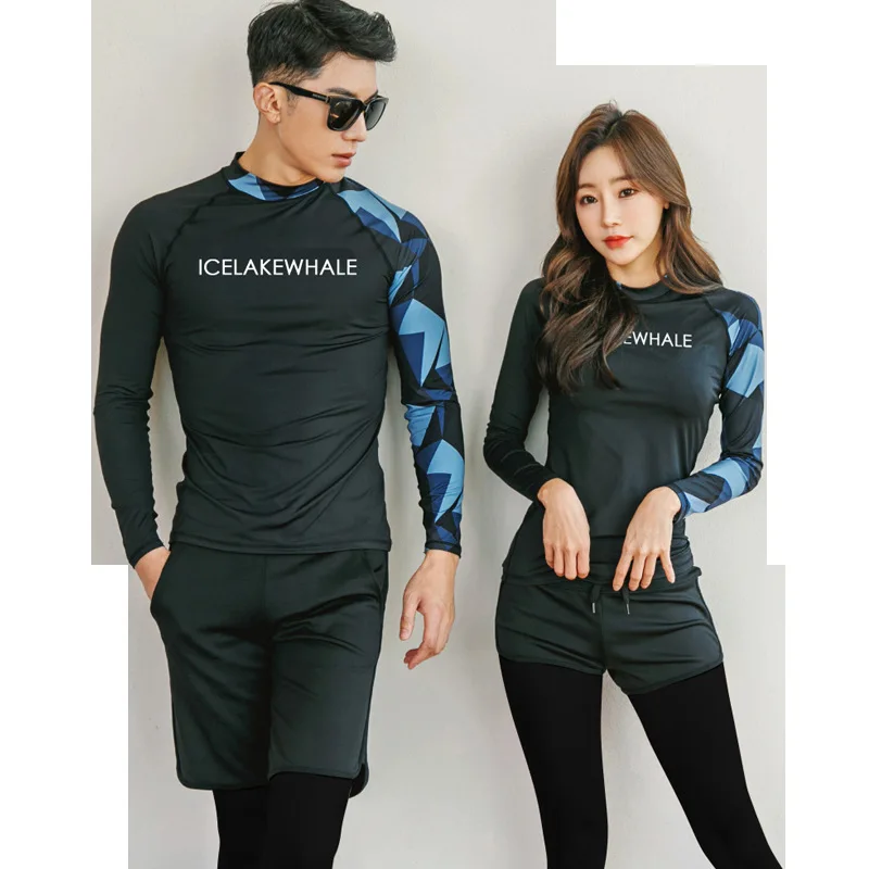 Ccouple Rash Guard Full Body Suits Women's or Men's UV Swim Shirt+Leggings/Shorts Lovers Matching Surfing Swimsuit Quick Dry