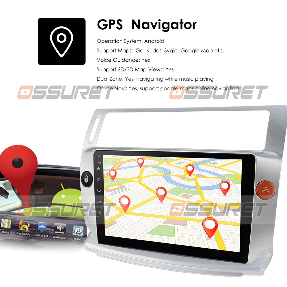 Autoradio Android Car Stereo Radio Multimidia GPS For Citroen C4 C-Triomphe C-Quatre 2004-2009 CarPlay TPMS DAB+ 2G+32G 4G LET