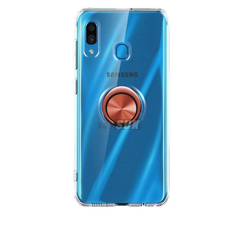 A40 прозрачный мягкий силиконовый чехол для samsung Galaxy A40 чехол держатель для кольца на палец подставка задняя крышка оболочка Прозрачный чехол для телефона