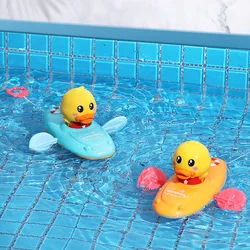 Jouets de bain et d'eau pour enfants, bateau à rames en chaîne, canard de dessin animé flottant, éducation précoce pour bébé, cadeaux de plage 