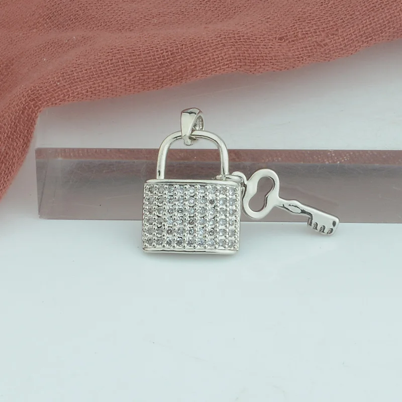 

3 Style Women Trendy White Gold Color Pendants Zircon Heart/Lock/Animal Pendants