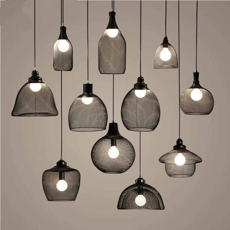 

American-Style Village LOFT Industrial Style Iron Mesh Chandelier Retro Nostalgic Cool Bar Restaurant Internet Cafe Iron Art Lam