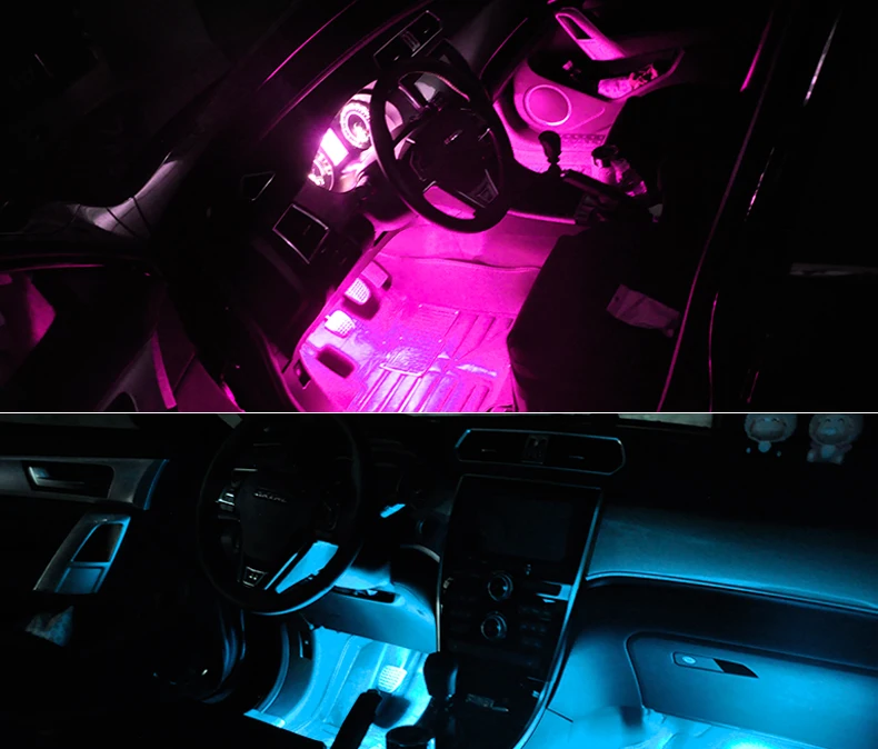 Автомобильный RGB светодиодный DRL полосы света светодиодные полосы света цвета салона автомобиля декоративная лампа с пультом дистанционного управления