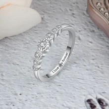 925 Sterling Silver Personalized Engraved Rings for Women with CZ Stone Custom Engagement Wedding Rings Jewelry Gifts for Her