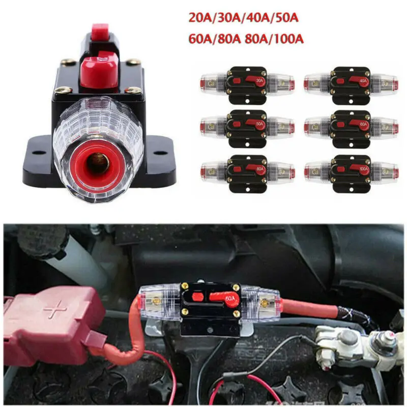 12-24V DC Home Solar System Wateproof Circuit Breaker Reset Fuse Inverter UK NEW