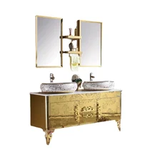 

Waterproof double basin / sink Vanity Luxury Furniture Stainless Steel Bathroom Cabinet