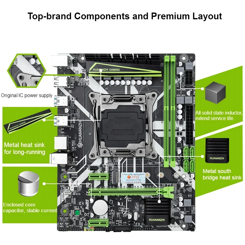 HUANANZHI X99-8M слот для материнской платы LGA2011-3 USB3.0 NVME M.2 SSD Поддержка DDR4 регистровая и ecc-память памяти и процессор Xeon E5 V3 V4