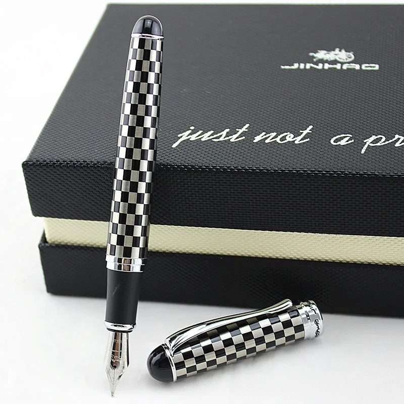 Luxury Brand Jinhao X750 Silver Stainless Steel Fountain Pen Medium 18kgp Nib School Office Name