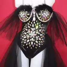 Блестящие стразы, черный комбинезон с поясом, сексуальный наряд для ночного клуба, женская Танцевальная команда, Женский певец, костюм для дня рождения, DJ DS