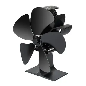 

Black Fireplace 5/8 Blade Heat Powered Stove Fan komin Log Wood Burner Eco Friendly Quiet Fan Home Efficient Heat Distribution