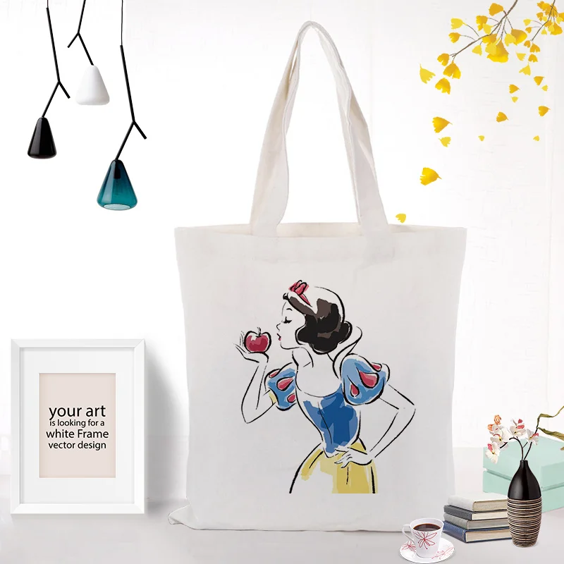 DISNEY15 Холст сумка для покупок замок иллюзии текст DIY ежедневное использование пользовательский принт Логотип эко многоразовая утилизация - Цвет: DISNEY15