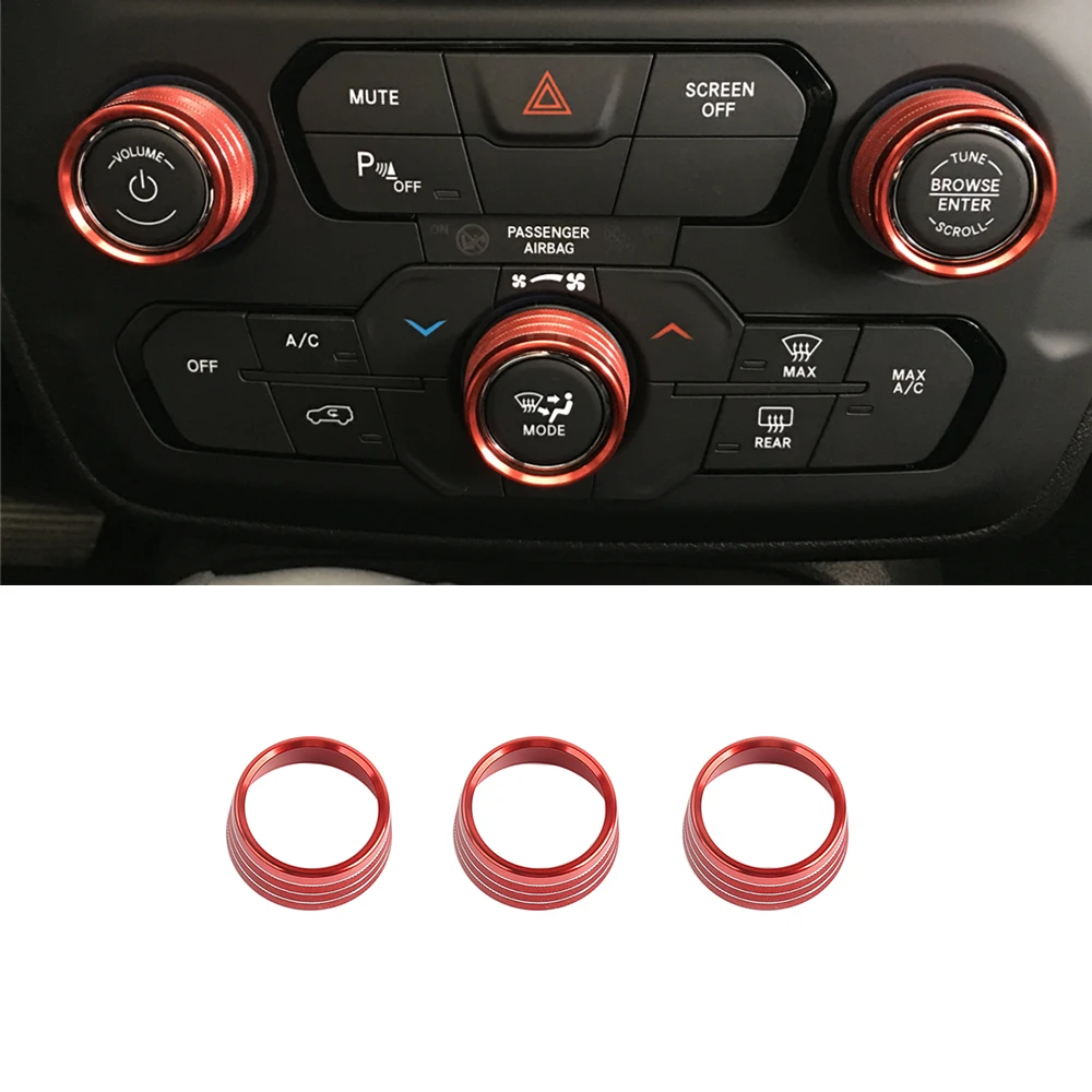 Для Jeep Renegade 2018 2019 2020 кнопки регулировки кондиционера AC Audio CD декоративное кольцо