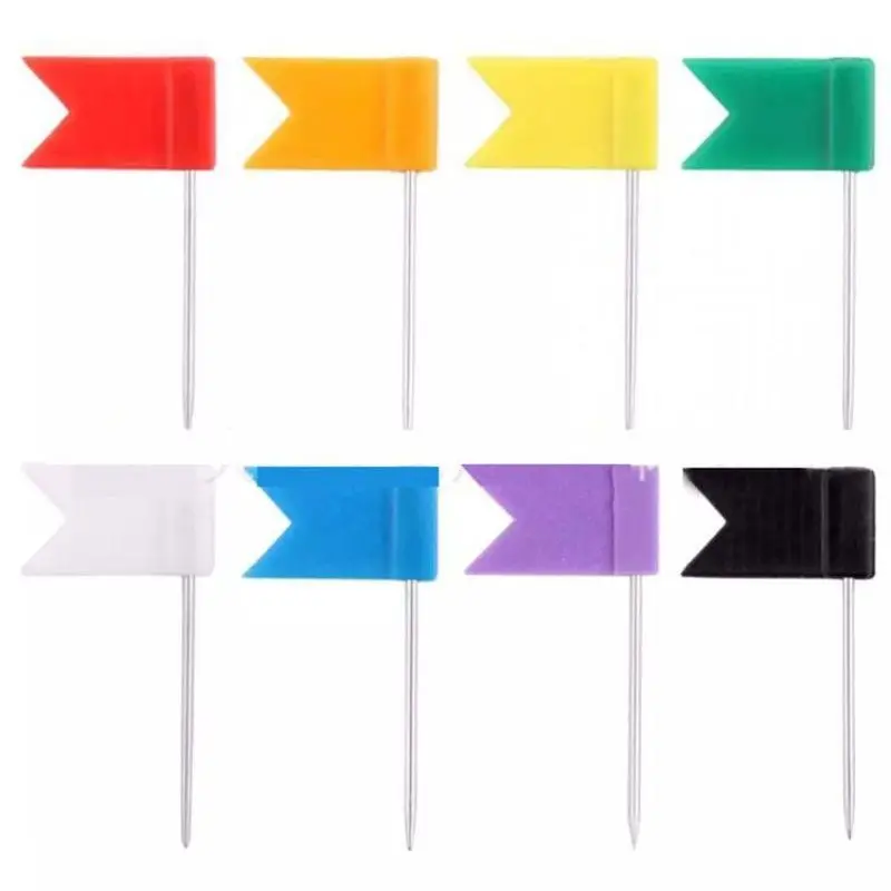Flag Push Pins Marker Long Needle Thumbtack for Office School Wall Photo World Map Pin Board Marking Notice Cork Needle 100Pc