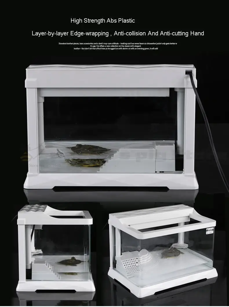 Creative Turtle Tank with Balcony Turtle Special Amphibious Tank Home Turtle Villa Glass Small Fish Tank Tortoise House