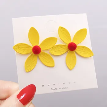 

2020 Korean Style Spray Paint Big Flower Stud Earrings For Women Fashion Summer Accessories Elegant Beach Sweet Brincos Gift
