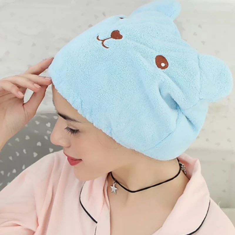 

Coral Fleece Hair Turban Shower Cap lovely Kids Absorb Water Quick-Drying Shower Cap Hair Shower Hat Wrapped Towel Bathing Cap