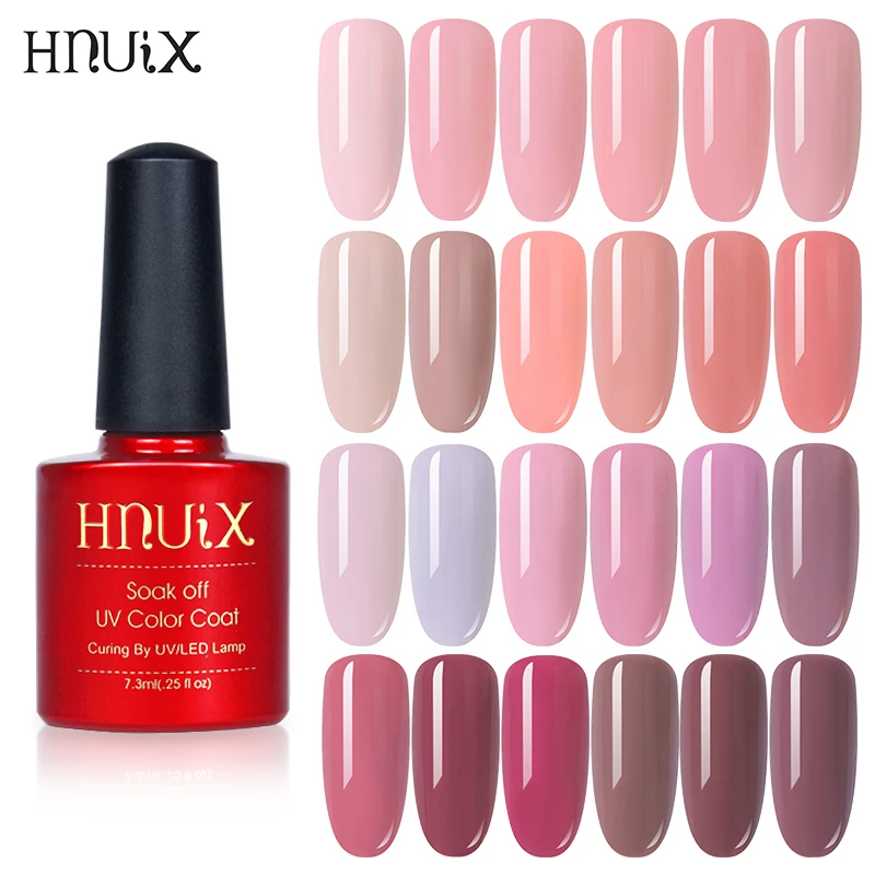 

HNUIX 7.3ML paint Gel varnish Pink colors Gel nail polish set for DIY manicure Top Base coat Hybird nail design Art primer