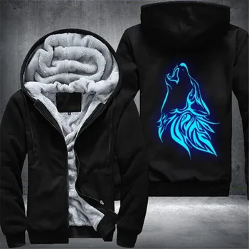 

Lone Wolf Mens Winter Hoodies Male Harajuku 2020 Hot Sale Casual Sweatshirts Hooded Zipper Warm Sportswear Thicken Warm Outwear