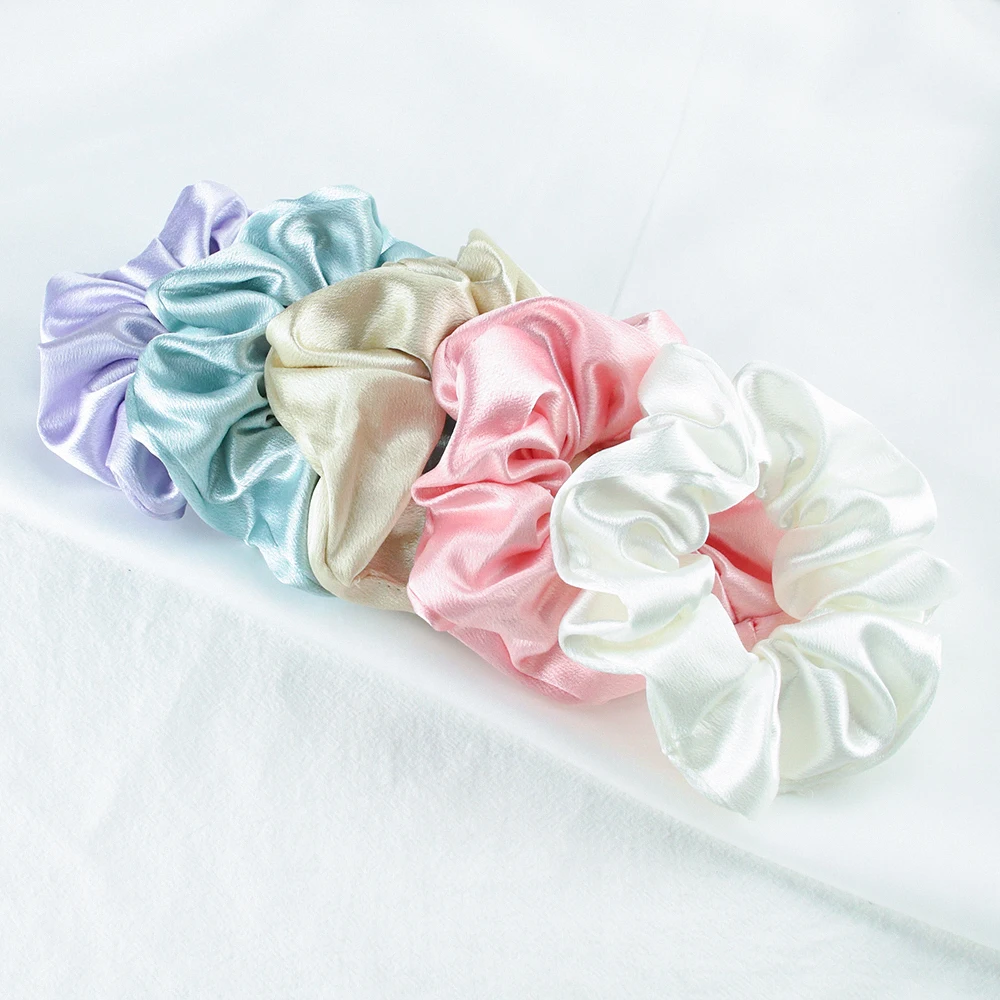 designer head scarf 5PCS/Lot Fashion Silk Satin Scrunchies Headband Large Elastic Rubber Hair Band Women Gilrs Ponytail Holder Hair Ties Accessories metal hair clips