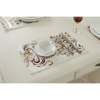 

26X38Cm European Fashion Simple Bronzing Velour Table Mat /Luxury Upscale Neoclassical Wedding Decor Napkin Placemats 2Pcs/Set