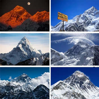 

Nitree Sunset Glow Blue Sky Winter Snow Mountain Peak Natural Scenery Backdrop Photo Studio Props Photography Background Vinyl