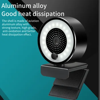 

2K USB Webcam Auto Focus PC Computer Web Camera Digital Noise Reduction Microphone Web Cam With Ring Fill Light For Video Call
