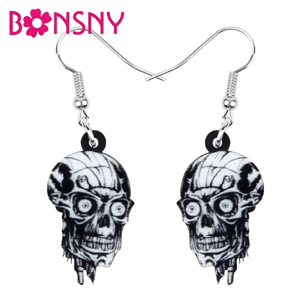 

Bonsny Acrylic Halloween Anime Skull Skeleton Earrings Drop Dangle Jewelry For Women Girls Teens Party Gift Festival Decoration