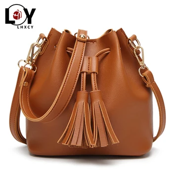 

Tassel Bucket Bag Crossbody Bags Female Drawstring Korean Version Luxury Messenger Bag Leisure Korean Version Bag For Women 2020