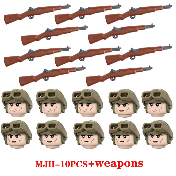 WW2 Military Weapons Accessories Building Blocks WW2 Military US Airborne Division 101st soldier Helmet Bricks Toys For Children 6-MJH