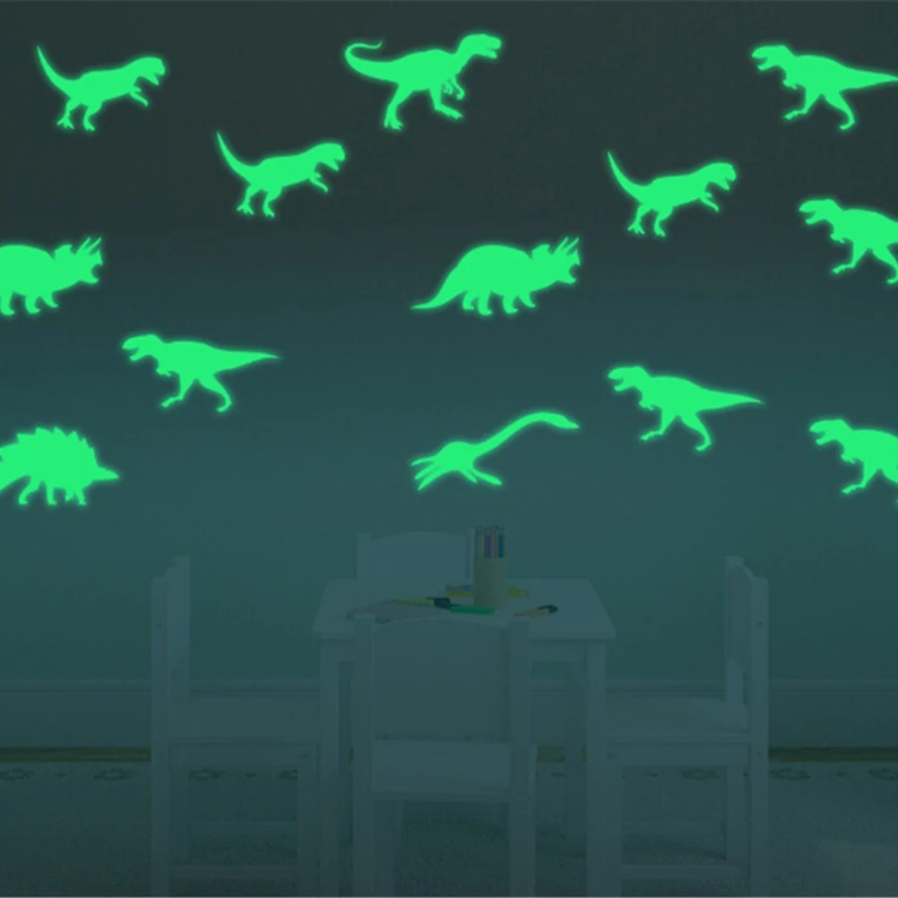 9PCS Glow In The Dark Dinosaur Stereo 3D Fluorescent Stickers Funny Sticker Stars Luminous Stickers For Kids