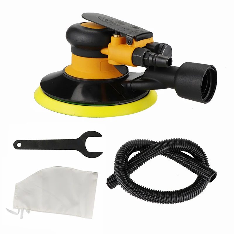 Air Sander Polisher with Vacuuming 6'' 150mm Car Paint Care Tool Polishing Random Orbital Palm Hard & Soft Brush M8 Threaded