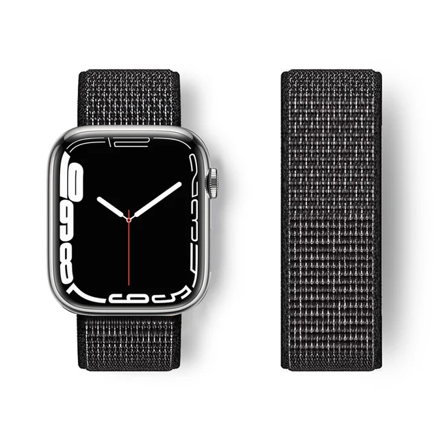 Nylon Strap for Apple Watch Band Series 765 45mm 41mm44mm 40mm  Smartwatch Watchband Belt Sport Bracelet on iWatch 4 3 42mm 38mm Reflective BLACK