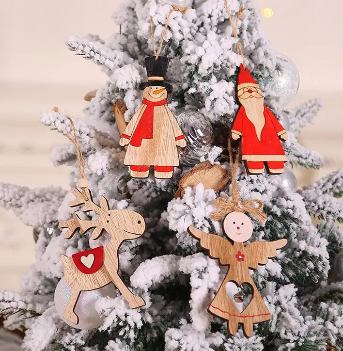 Креативные деревянные полые красочные украшения для дома Рождественская елка олень шоумен рождественские украшения для дома Рождественский новогодний декор