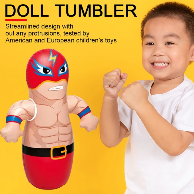 Inflatable Toy Tumbler 3D Puzzle Game Cute Doll Tumbler Children Inflatable Toy Sandbag 1 Random 4