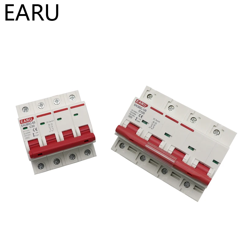 DC 1000V 4P Солнечный мини выключатель защита от перегрузки 6A 16A 20A 25A 32A 50A 63A 80A 100A 125A