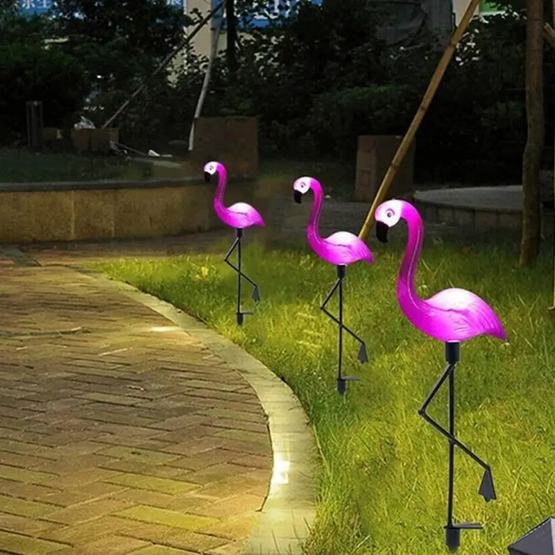 Solar Power Garden Light Beautiful Pink Flamingo Lawn Decor Garden Stake Landscape Lamp waterproof Outdoor Light Luz de jardín