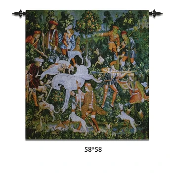 

Belgian tapestry new jacquard tapestry of medieval classical hanging Unicorn series frescoes 58X58CM