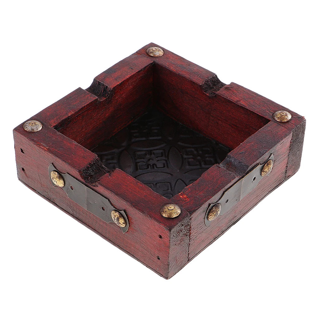 Vintage Wood Ashtray Cigarette Cigar  Wooden Case Handmade Gifts B