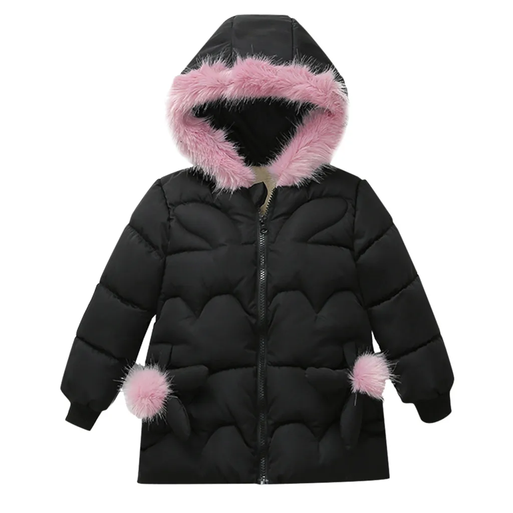 Зимнее ветрозащитное пуховое пальто с капюшоном для девочек повседневная одежда для маленьких девочек Детская Хлопковая плотная верхняя одежда, куртки Winterjas Meisje