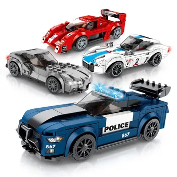 

4PCS/set Racing Sport Car Building Blocks Toys Technic Racing Car Racer Bricks Champions Automobile Sport Car Police Model Toys