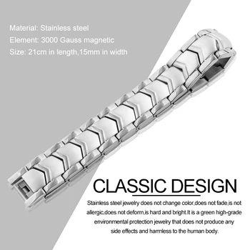 Healthy Magnetic Bracelet For Man 316L Stainless Steel Mens Link Bio Therapy Energy Jewelry And Relieve Arthritis Pain Gift 4
