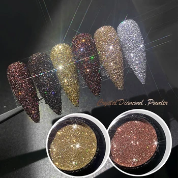 

6 Color/box Brown Series Glitter Diamond Nails Crystal Nail Glitter Powder for UV Gel Polish Crushed Diamond Glitter Set #JS01