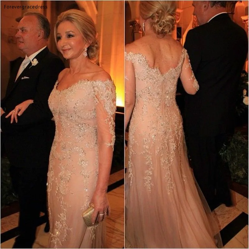 Elegant Plus Size Mother of the Bride Lace Dresses With Sleeves Lace Mermaid Godmother Dress Vestidos Madre De La Novia Madrina 145