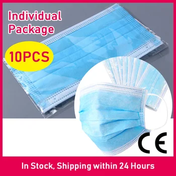 

10pcs Disposable Profession Protective Mask 3 player Nonwoven Facial Cover Guard Outdoor Sport Safety Masks for Men Women