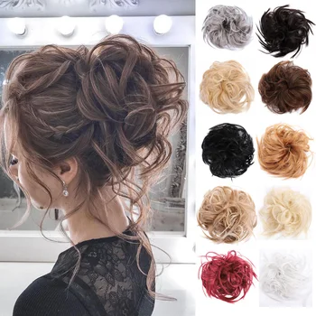 

DIANQI Synthetic chignon messy scrunchies hair bun elastic band natural fake heat resistant fiber hair pieces for woman